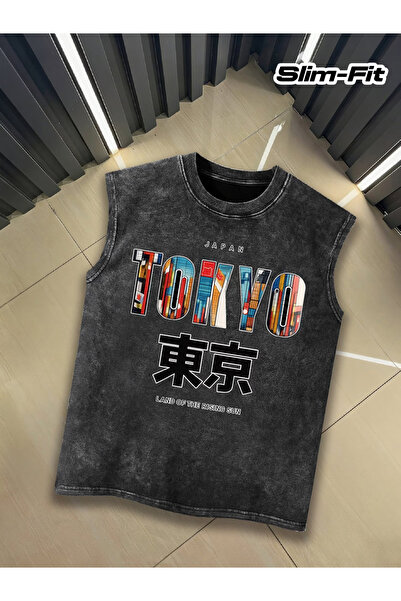 valeriae Ανδρικό αμάνικο μπλουζάκι της σειράς Premium με vintage εφέ και άνετ...