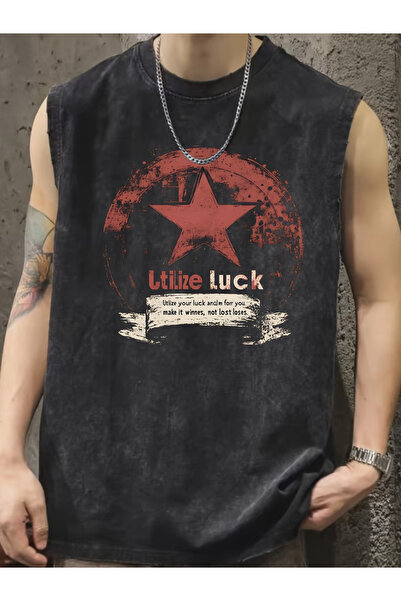 bellanova Ανδρικό αμάνικο μπλουζάκι σε ανθρακί αντικέ χρώμα με πλυμένη όψη κα...