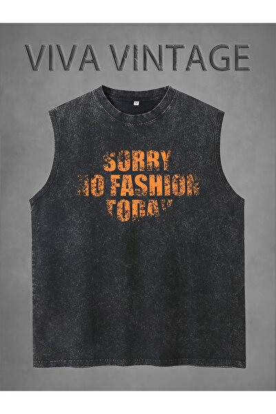 bellanova Ανδρικό αμάνικο μπλουζάκι σε ανθρακί αντικέ χρώμα με πλυμένη όψη κα...