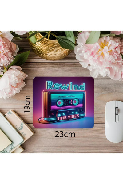 Empressco لوحة ماوس بتصميم كاسيت بألوان Vaporwave - 19 × 23 سم 2 مم مستطيلة م...