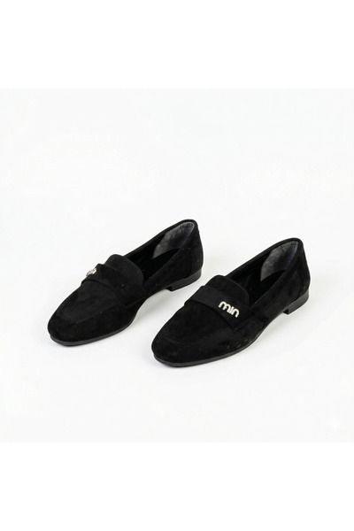 AYAKKABIMOOD 853 Pantofi de balerină casual pentru femei, din piele întoarsă
