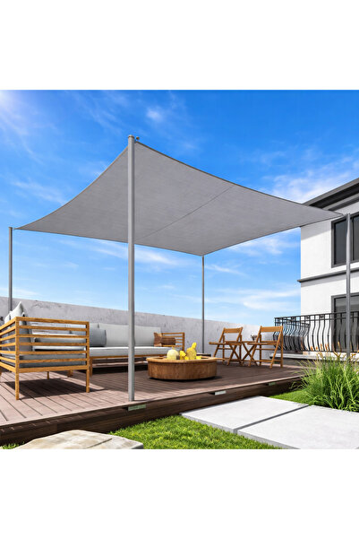 Avex Ορθογώνια ομπρέλα κήπου, αδιάβροχη, χρώμα γκρι, διαστάσεων 4 x 3 μ.