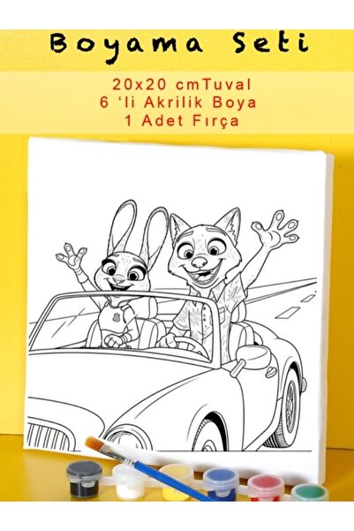 Tuval Tilki ve tavşan boyama seti