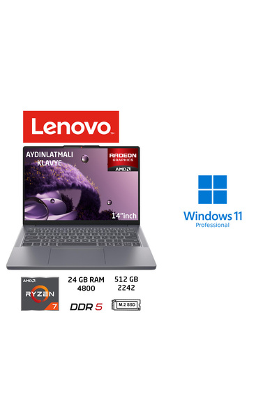 LENOVO Ideapad Slim 3 Amd Ryzen 7 170 Cpu 24 GB 512 Gb W11 PRO 14 Inç 83K6006...