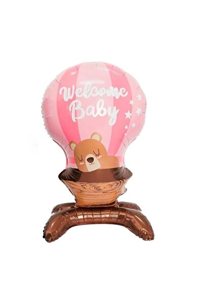 parti sürprizi Pink Footed Welcome Teddy Bear Foil Balloon 1 Piece