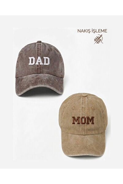 Tresore Σετ 2 Πλενόμενων Καπέλων Μπέιζμπολ για Μαμά και Μπαμπά / Σετ 2 Κεντημ...
