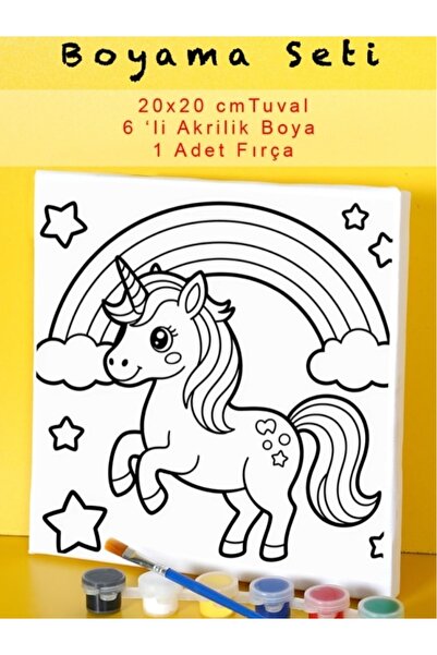 Tuval Unicorn gökkuşağı boyama seti