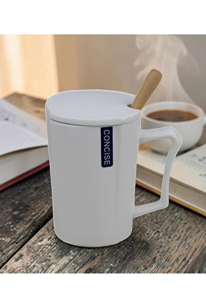 ELSELİFE Mermer Tasarımlı Kapaklı Kaşıklı Sıcak Tutan Kupa Bardak Mug Fincan ...