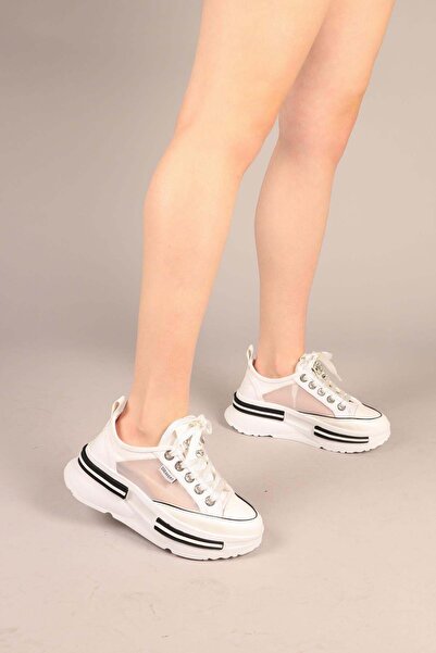 WHİTE LİNE Prens 172 Women's Mesh Denim Thick Sole Sneaker Shoes