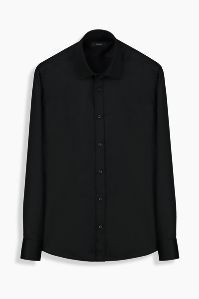Sarar Woven Fabric Slim Fit Non-Iron Black Shirt