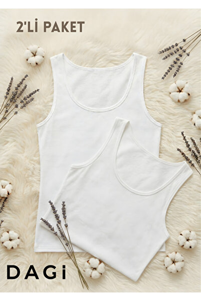 Dagi Women's White Thick Strap Cotton Undershirt 2-Pack