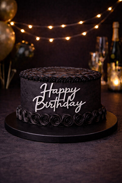 Baloncu Nene Ασημένια διακόσμηση τούρτας γενεθλίων  "Happy Birthday " από πλε...