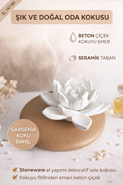 ardesta Dekoratif Oda Kokusu Seramik Gardenia 100 ml Beton Çiçek Kalıcı Ev Ko...