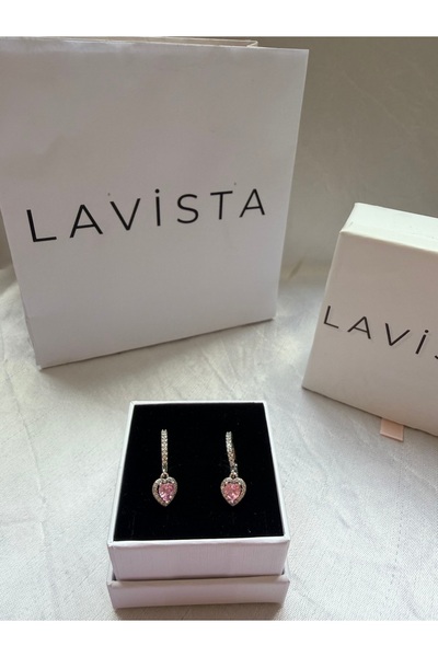 Lavista Silver Hale Taşlı Kalpli Gümüş Küpe