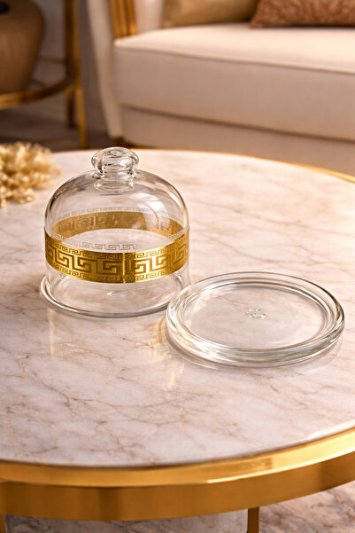 BYART Luxury Glass Container with Lid - Elegant Gold Design for High-Class Ho...