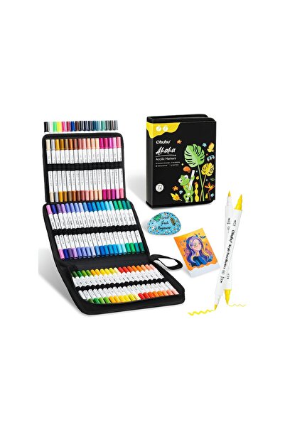 Ohuhu Σετ ακρυλικών μαρκαδόρων Akaka 72 τεμαχίων, Διπλή μύτη (πινέλο και λεπτ...