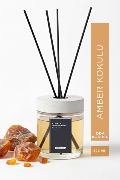 olailon Amber Kokulu Dekoratif Beton Kapaklı Çubuklu Oda Kokusu 120ml