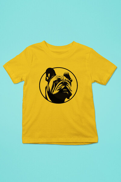 English Bulldog - Baskılı Unisex Sarı Çocuk Tişört - T-Shirt CT004