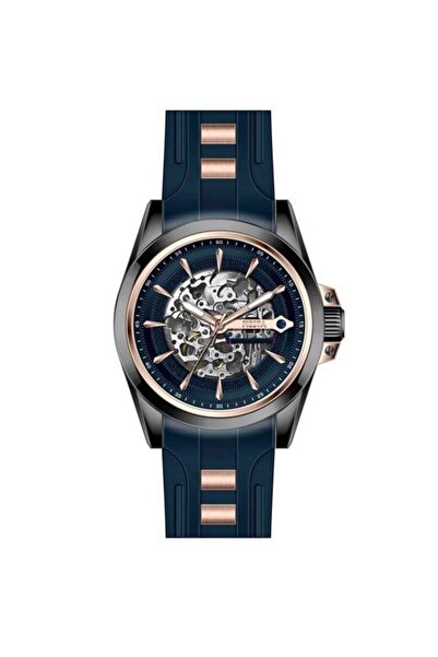 FİESTA SAAT Fiesta Black & Navy Blue Skeleton Men's Wristwatch – Steel Case |...