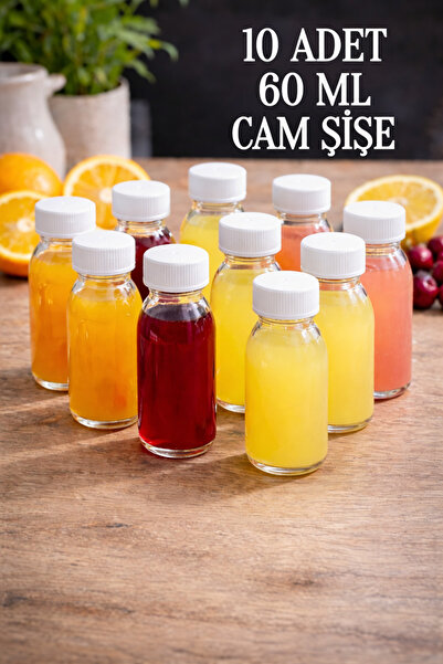 Rotanev 10 Pieces 60 ml Transparent Detox Shot Bottle with White Lockable Cap...