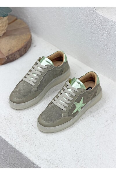NUR KARACA 26Y-055-7076 Yani Star Detail Genuine Leather Daily Sneaker Sports...
