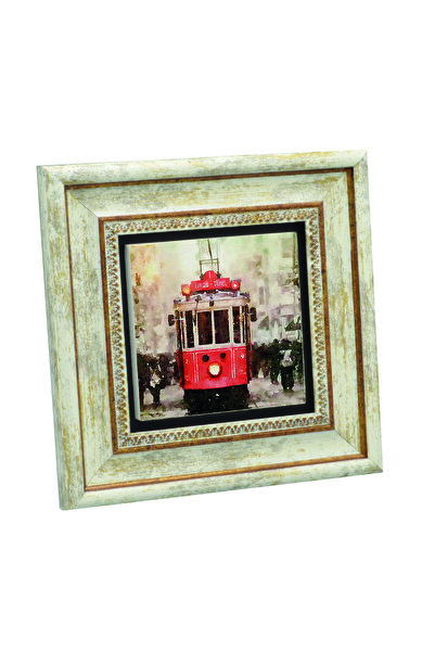 Sadrazam Νοσταλγικός πίνακας με στάμπα τραμ και φυσική πέτρα 20X20KRT-47