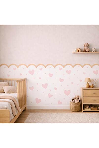 DECOMALL (PP-132) Kemerli Çizgili Yarım Duvar Sticker – Bebek & Çocuk Odası Kendinden Yapışkanlı Duvar Dekoru