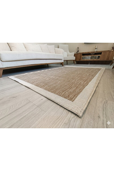 evimmabedim 120*180 cm Krem Bordürlü Bej Sisal Halı Salon Oturma Odası Mutfak...