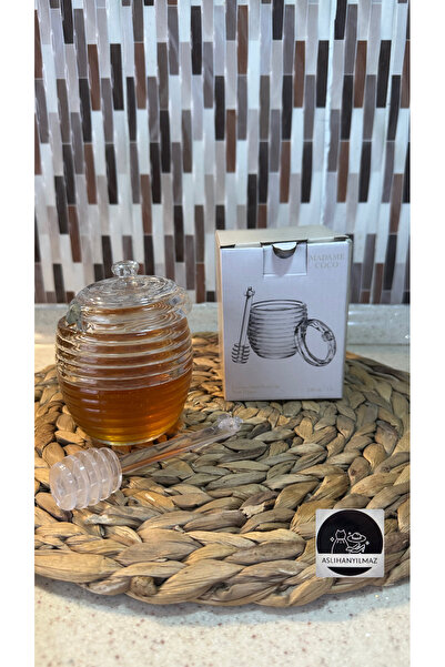 Madame Coco Lorenzo Glass Honey Jar with Spoon - 240ml - Transparent
