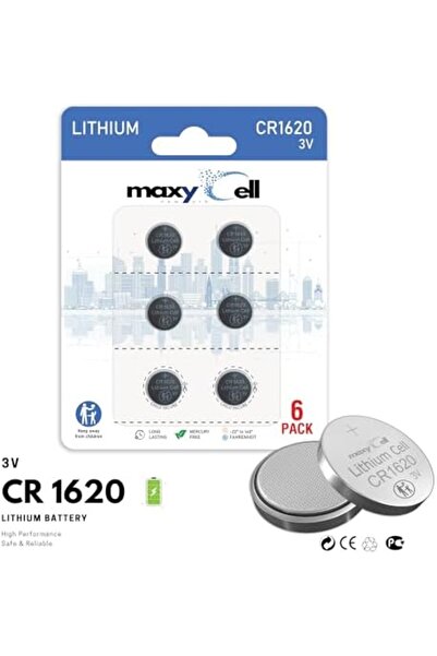 Maxycell 6 Adet CR1620 Düğme Pil 3V DL1620 ECR1620