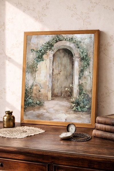 Tuba Decor Tablou cu ramă dintr-o singură bucată din lemn, serie vintage