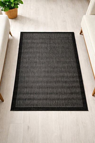 evimmabedim 120*180cm Siyah Bordür Sisal Halı Yumuşak Dokulu Sisal Halı