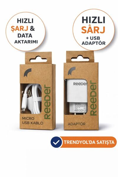 YONCA OUTLET Reeder Micro USB Kablo + USB Şarj Adaptörü Seti | Hızlı Şarj & D...