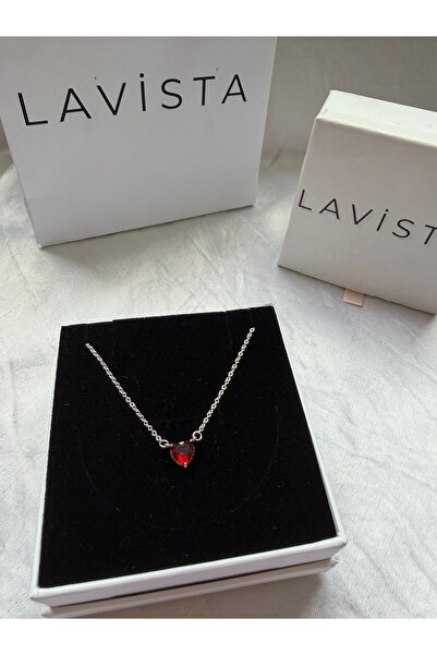 Lavista Silver Kırmızı Kalpli Gümüş Kolye