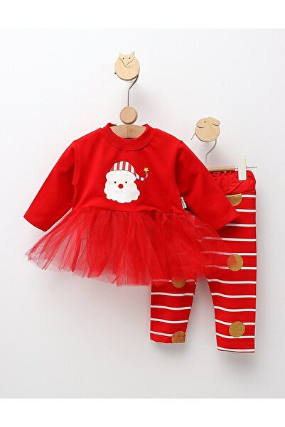 MiniKids Κόκκινο Χριστουγεννιάτικο Φόρεμα και Σετ Παντελονιού