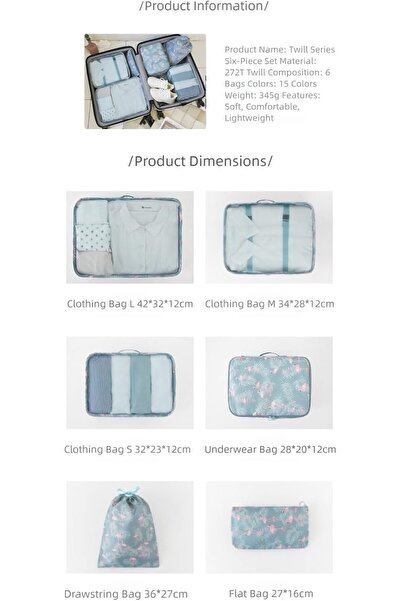 Generic مجموعة تخزين للسفر مقاومة للماء مكونة من 6 قطع - حقائب للأمتعة والملا...