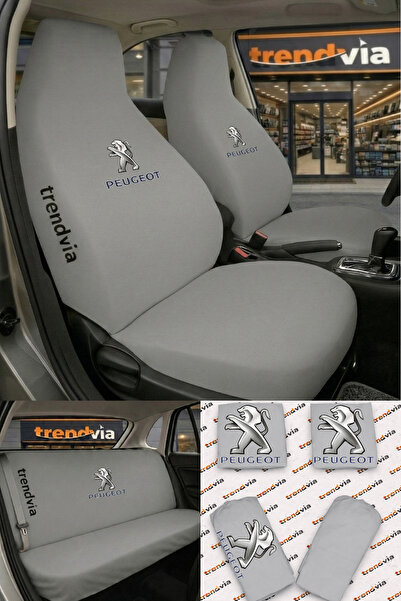trivexa Peugeot (Old) Logo Car Seat Cover Front Rear Set – Combed Cotton Univ...