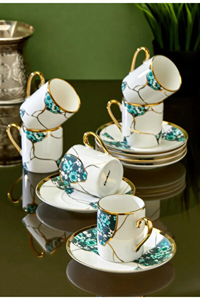 coker Home Design Lavinya 6 Person 90 ml Porcelain Coffee Cup Set