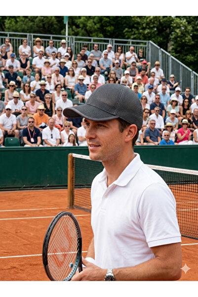 PIECE SIGNATURE Full Mesh, Long Visor Tennis Hat (with Adjustable Metal Buckl...