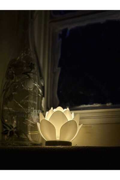 MOTY | Lotus Dekor Ambiyans Lamba Pilli Led Mum | Dekoratif Meditasyon Ambiya...