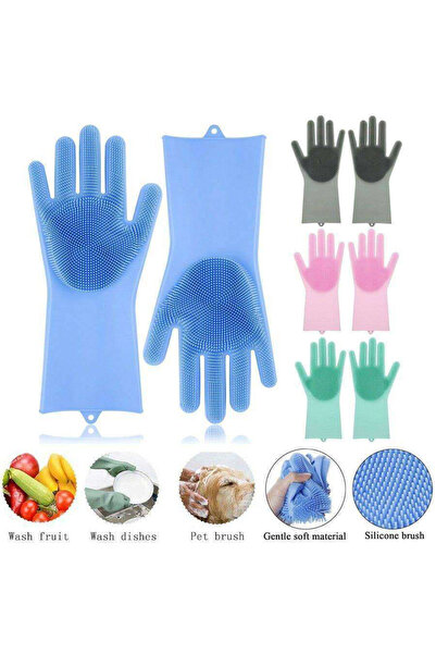 Generic Magic Silicone Dishwashing Gloves with Scrubber – Heat Resistant Kitc...