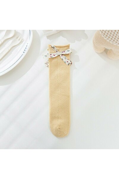 MiniKids Yellow Floral Bow Hollow Socks