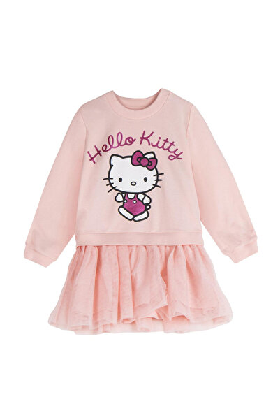 Hello Kitty Βαμβακερό μακρυμάνικο φόρεμα με τούλινη φούστα