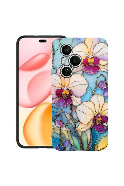 bestcase Υπέρλεπτη Θήκη για Honor 400 Pro, Φλοράλ - Ορχιδέα με σχέδιο βιτρό, ...