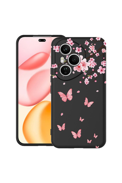 bestcase Υπέρλεπτη Θήκη για Honor 400 Pro, Ροζ Άνθη Κερασιάς & Πεταλούδες, 20...