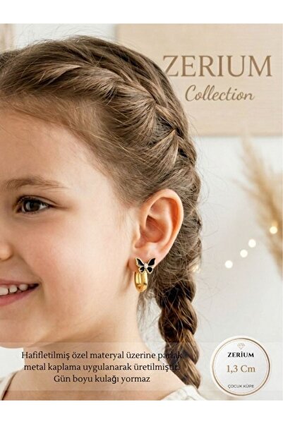 ZERİUM Girl's Clip-On Earrings – Pastel Black Butterfly for Non-Pierced Ears