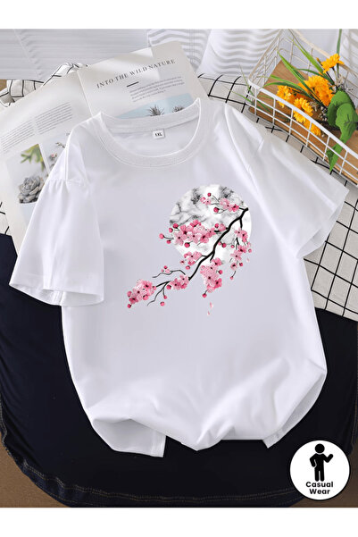 one button Μπλουζάκι Premium Oversize με στάμπα σε σχέδιο ροζ δέντρου