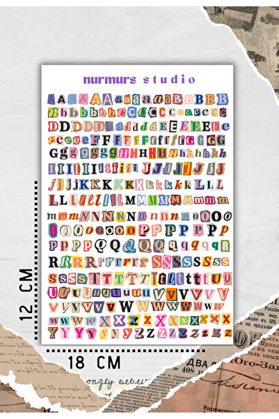 Nurmurs Vintage Alfabe Harf Sticker, Çıkartma, Ajanda, Günlük, Planlayıcı, Bu...