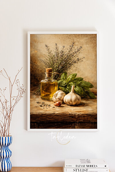 tablodea Vintage φυσικό φυτικό ελαιόλαδο με μοτίβο για διακόσμηση κουζίνας, κ...