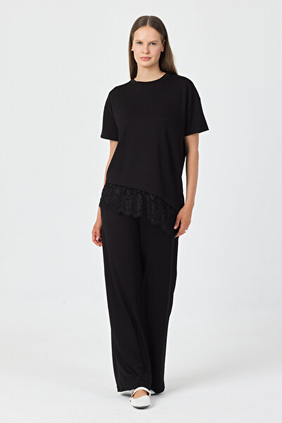 Rabi Shine Women's Modal Fabric Lace-Detail Circular Necklace Set